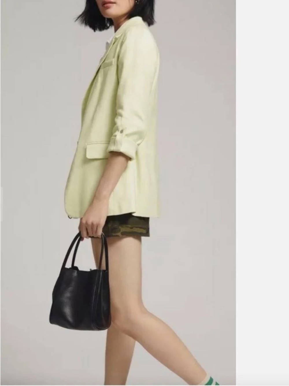 Anthropologie Maeve Linen-Blend Oversized Blazer in Mint Sherbet, Size 24W